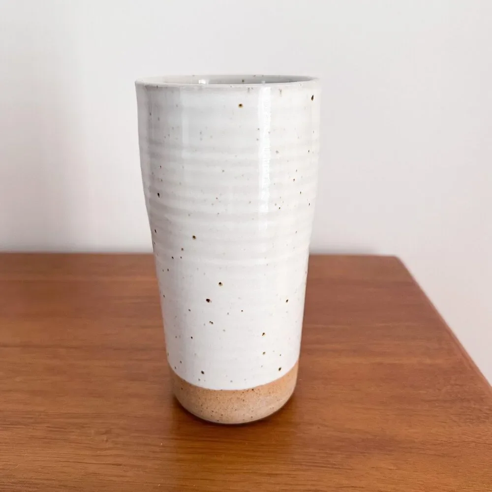 Sage Valley Pottery Speckled White Stoneware Vase Handmade Artisan Ceramic